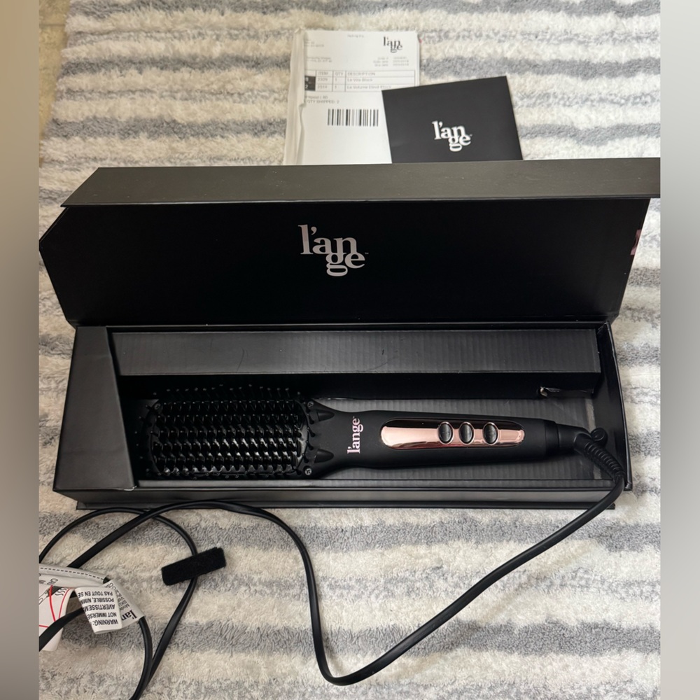 L’ANGE LE VITE Ceramic Straightening Brush in Black & Rose Gold